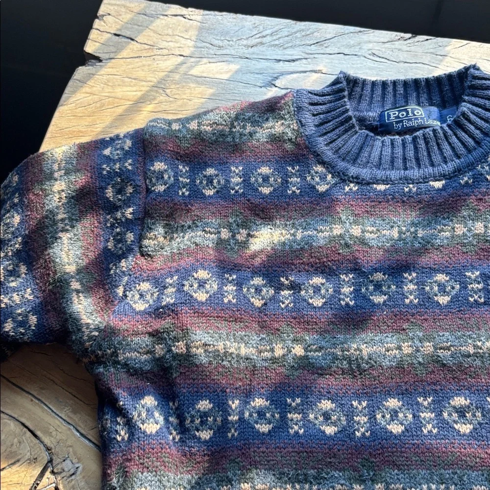 Ralph Lauren Kids Multicolor Patterned Crewneck Sweater 100% Cotton